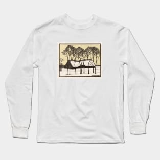 Farm in the snow (1918) by Julie de Graag (1877-1924) Long Sleeve T-Shirt